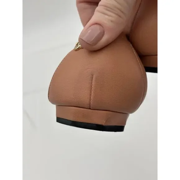 Chanel Interlocking CC Logo Ballet Flat Beige Black Leather Size 38.5 / 8.5 - Picture 11 of 16